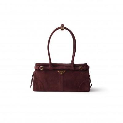 PRADA BONNIE MEDIUM SUEDE HANDBAG 1BA426 (32*15.5*12cm)